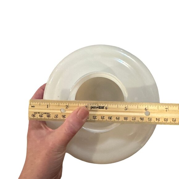 Vintage Floral Glass Ceiling Light Fixture Cover 7.5" Diameter White With Brown - Picture 4 of 4